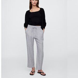 Express 100% Linen Light Gray Drawstring Pants Size 3/4
